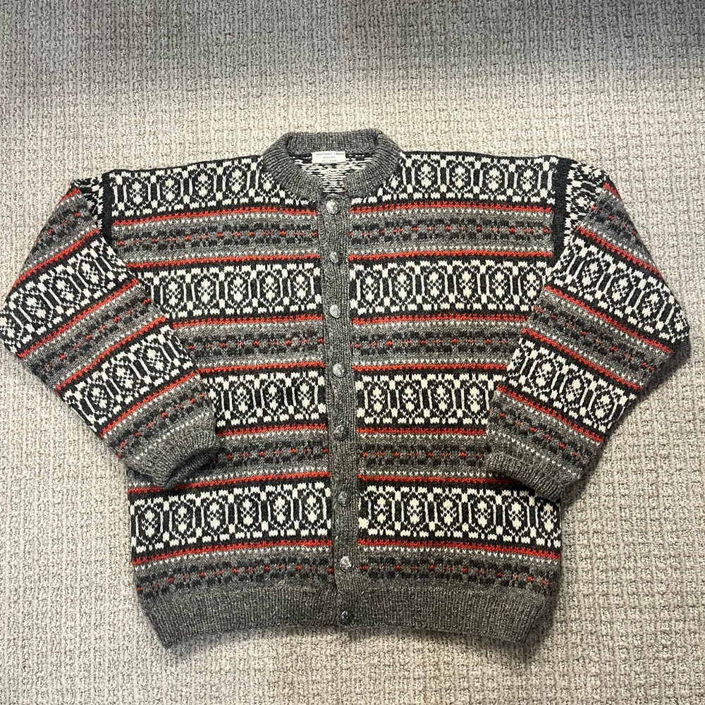 Vintage Norwegian Hand Knitted 100% Wool Sweater Husfliden